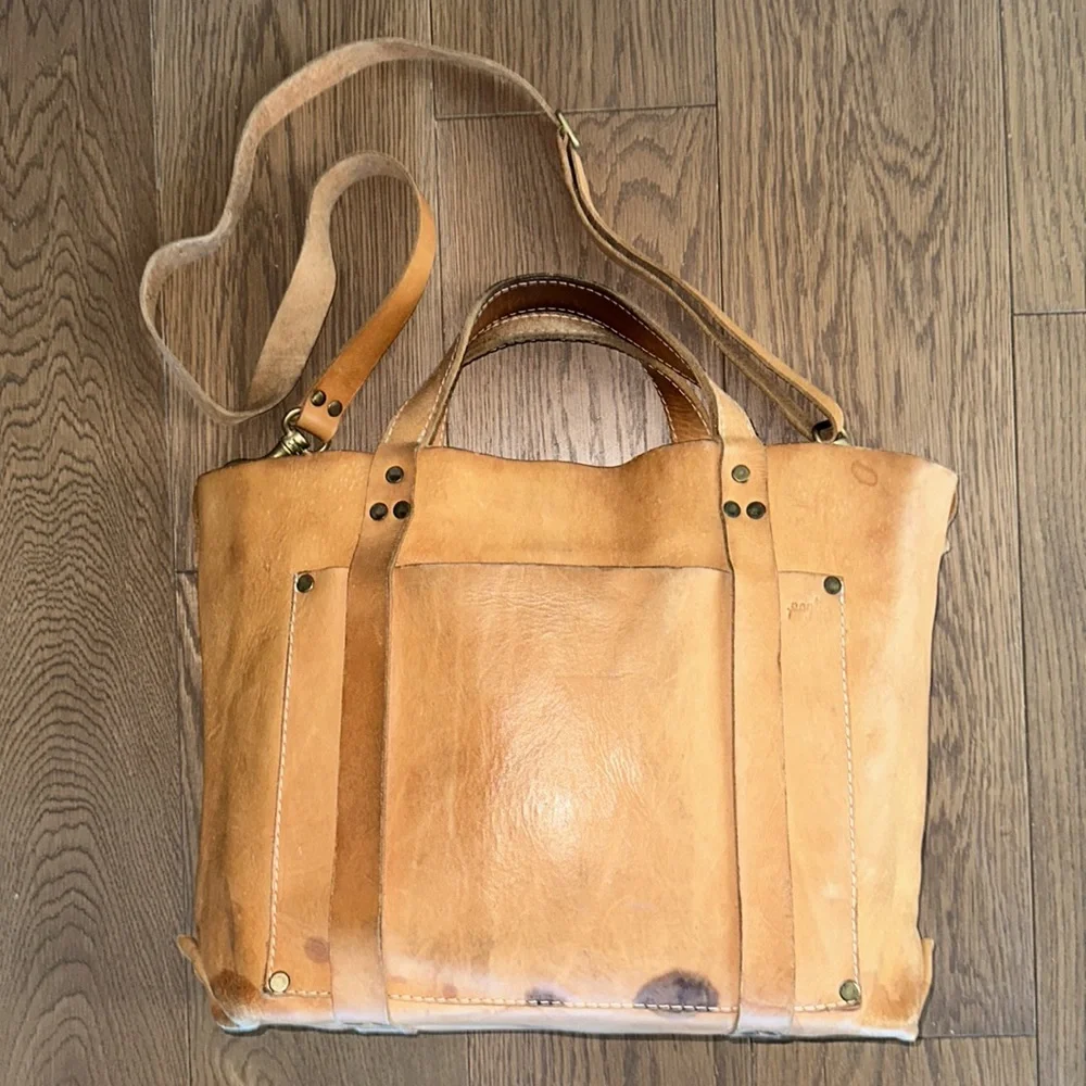 Poglia Porter Hat Holder Weather Aged Tan Beige Brown Leather Bag